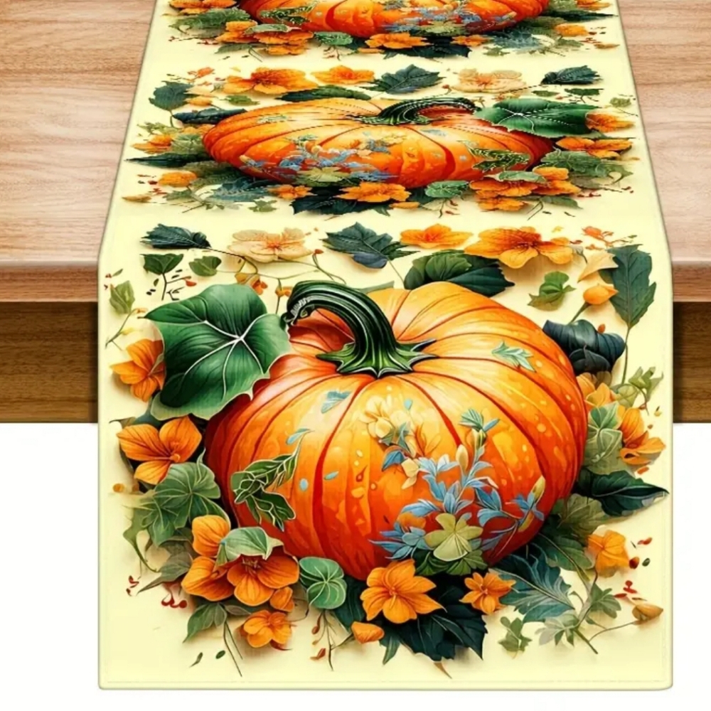 Autumn 🍂 Harvest Pumpkin 🎃 Table Runner. NIP. 13" X 36".